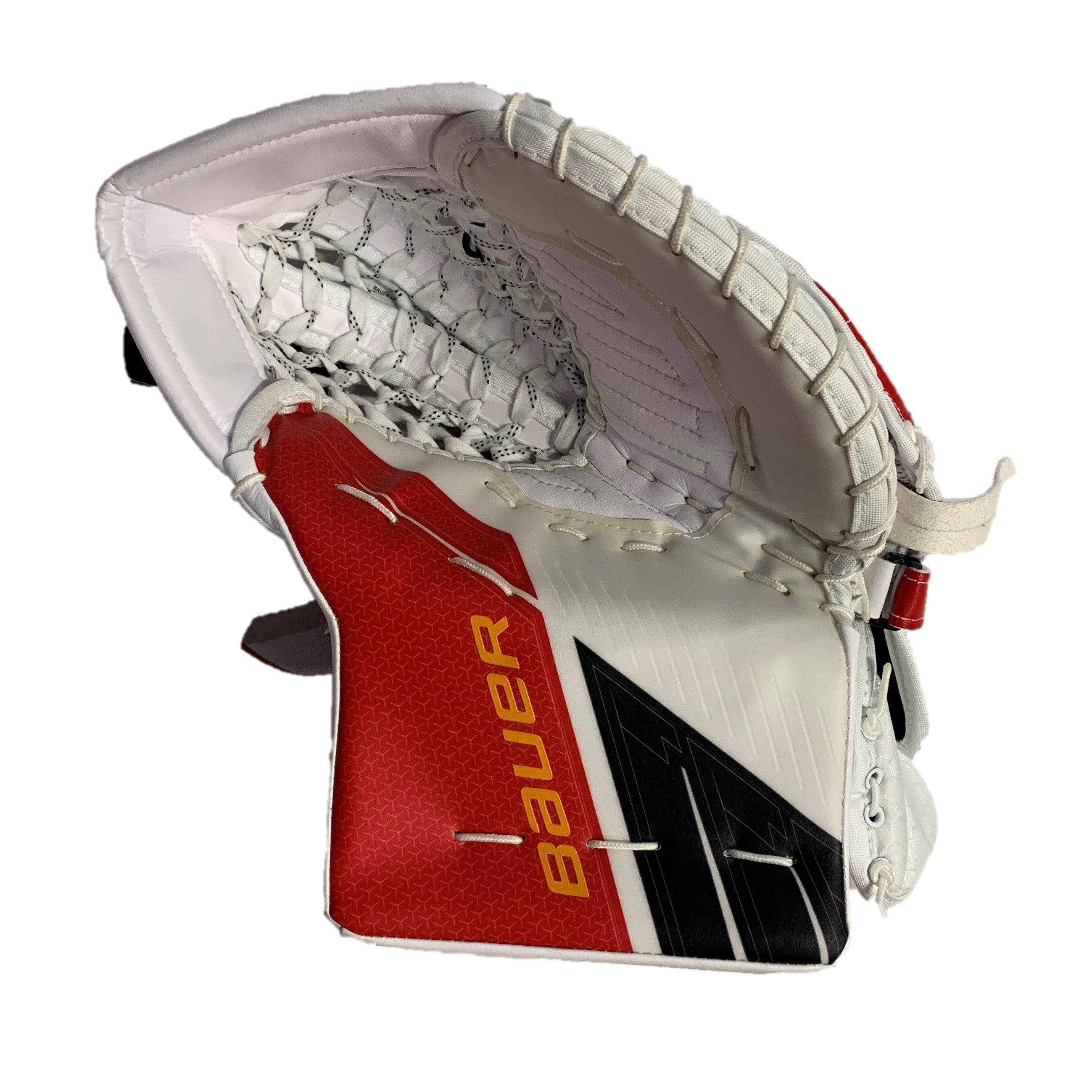 Bauer Supreme Ultrasonic - Nouveau gant de gardien Pro Stock - (Blanc/Rouge/Noir)